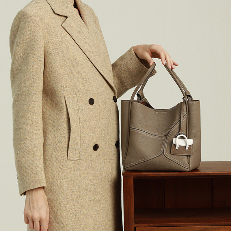 Large Capacity Crossbody Cowhide Tote Bag for Women