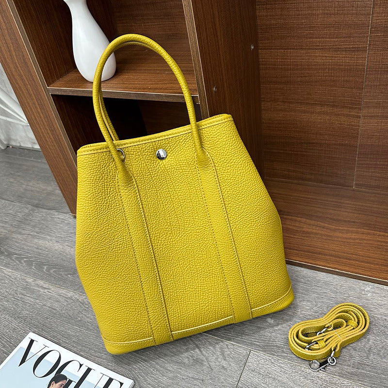 Large-capacity genuine leather handbag