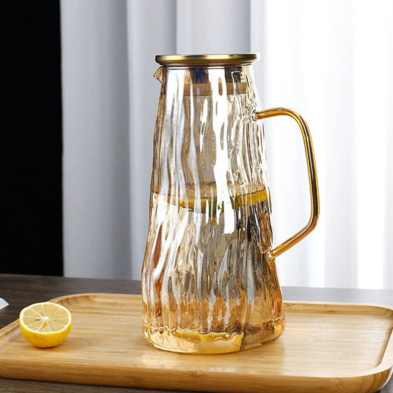 Large Capacity Glass Cold Water Kettle with Glacier Pattern
