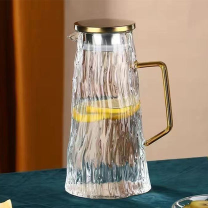 Large Capacity Glass Cold Water Kettle with Glacier Pattern