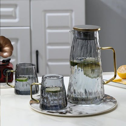 Large Capacity Glass Cold Water Kettle with Glacier Pattern