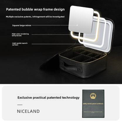 Large-capacity lamped makeup bag