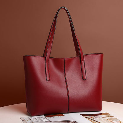 Large-capacity leather shoulder bag