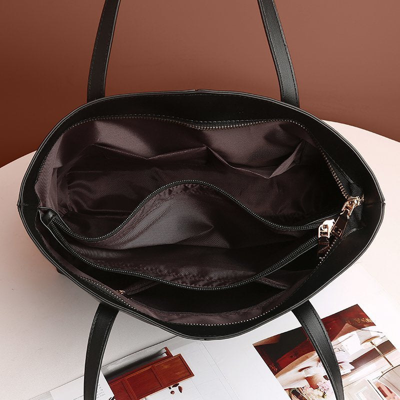 Large-capacity leather shoulder bag