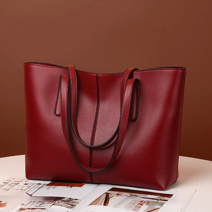 Large-capacity leather shoulder bag