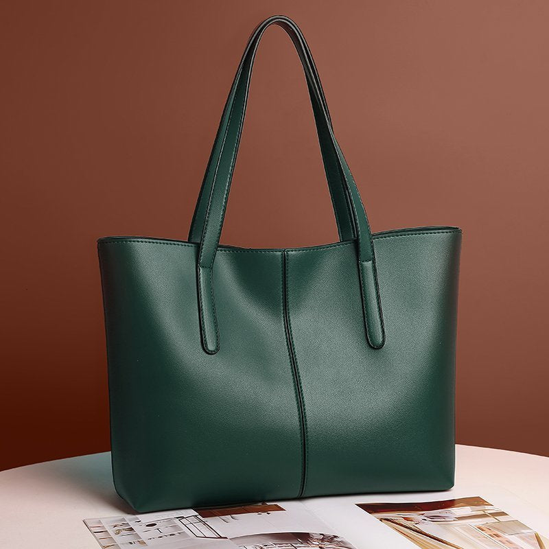 Large-capacity leather shoulder bag