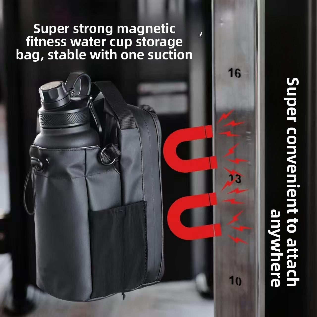 Large-capacity magnetic fitness water bottle bag