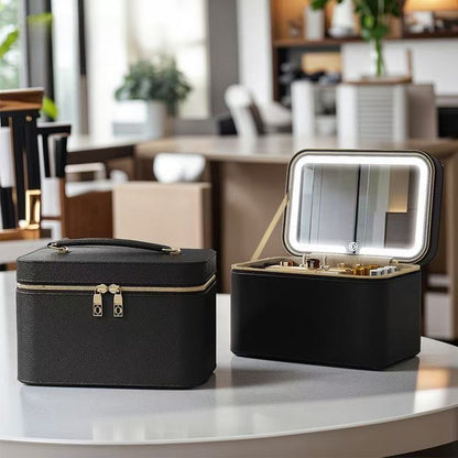 Large-capacity makeup bag with mirror