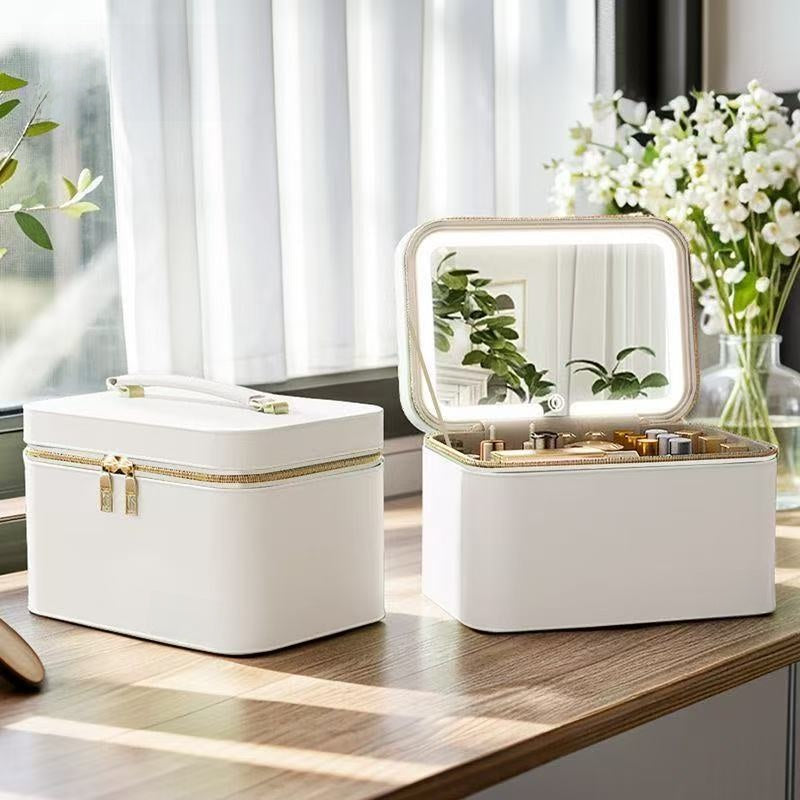 Large-capacity makeup bag with mirror