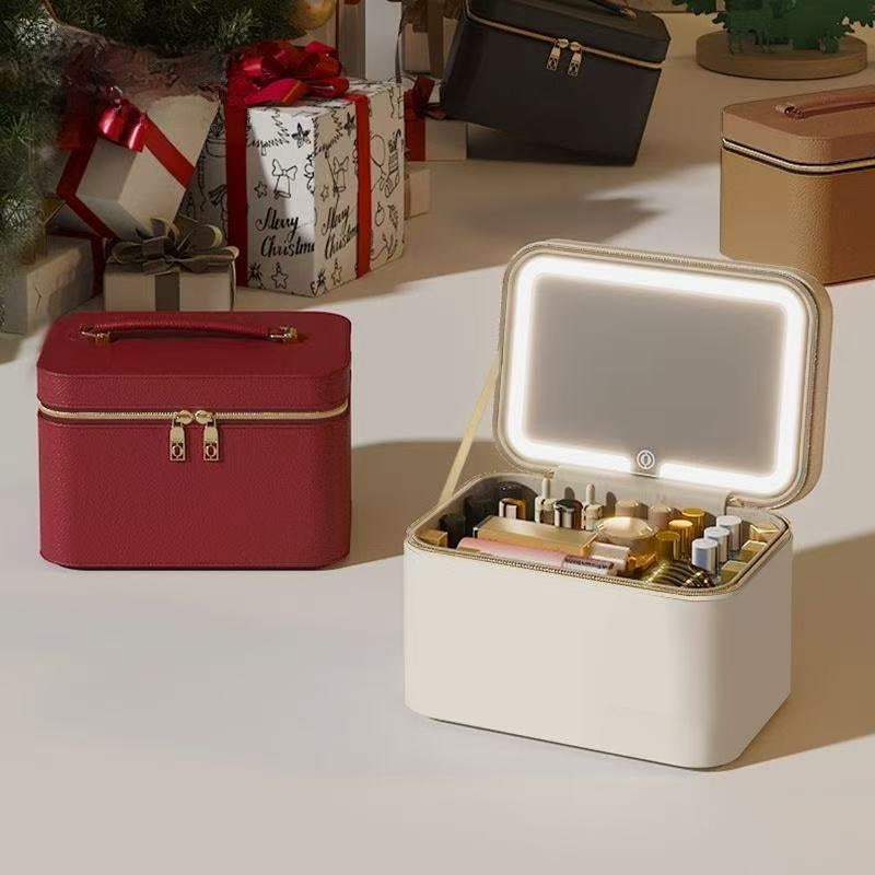 Large-capacity makeup bag with mirror