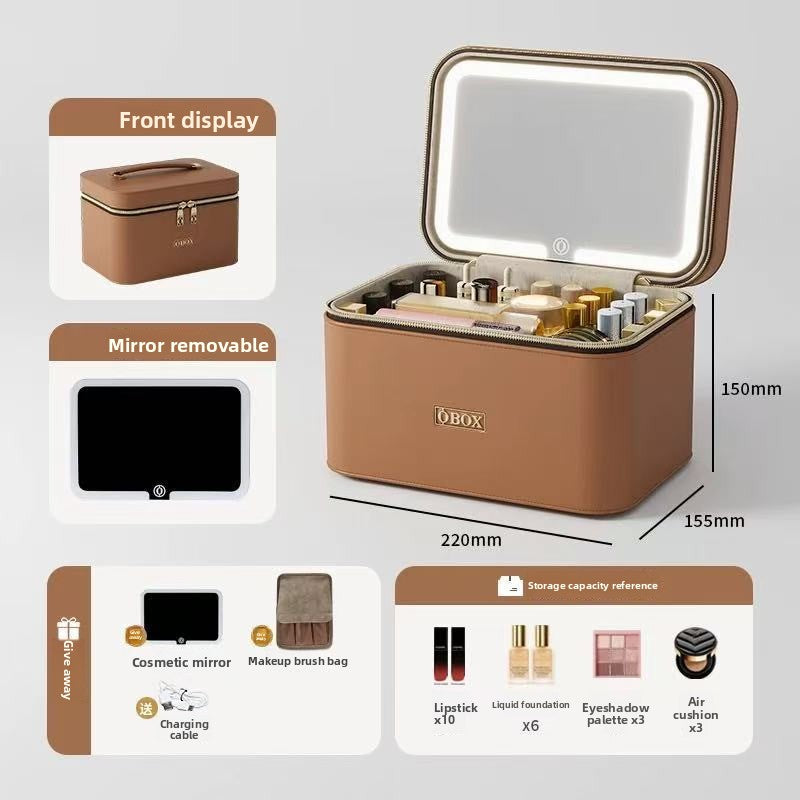 Large-capacity makeup bag with mirror