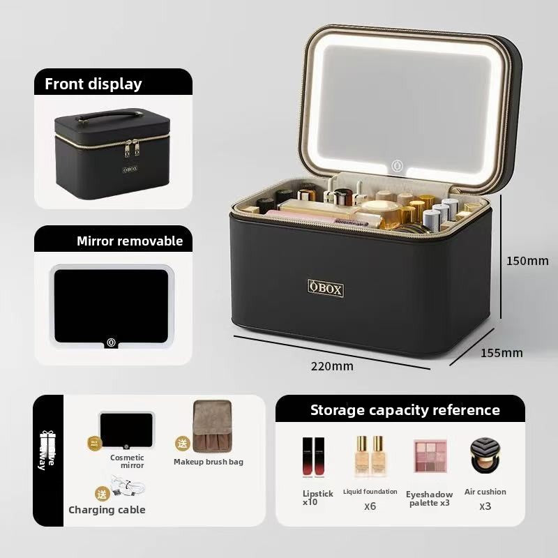 Large-capacity makeup bag with mirror