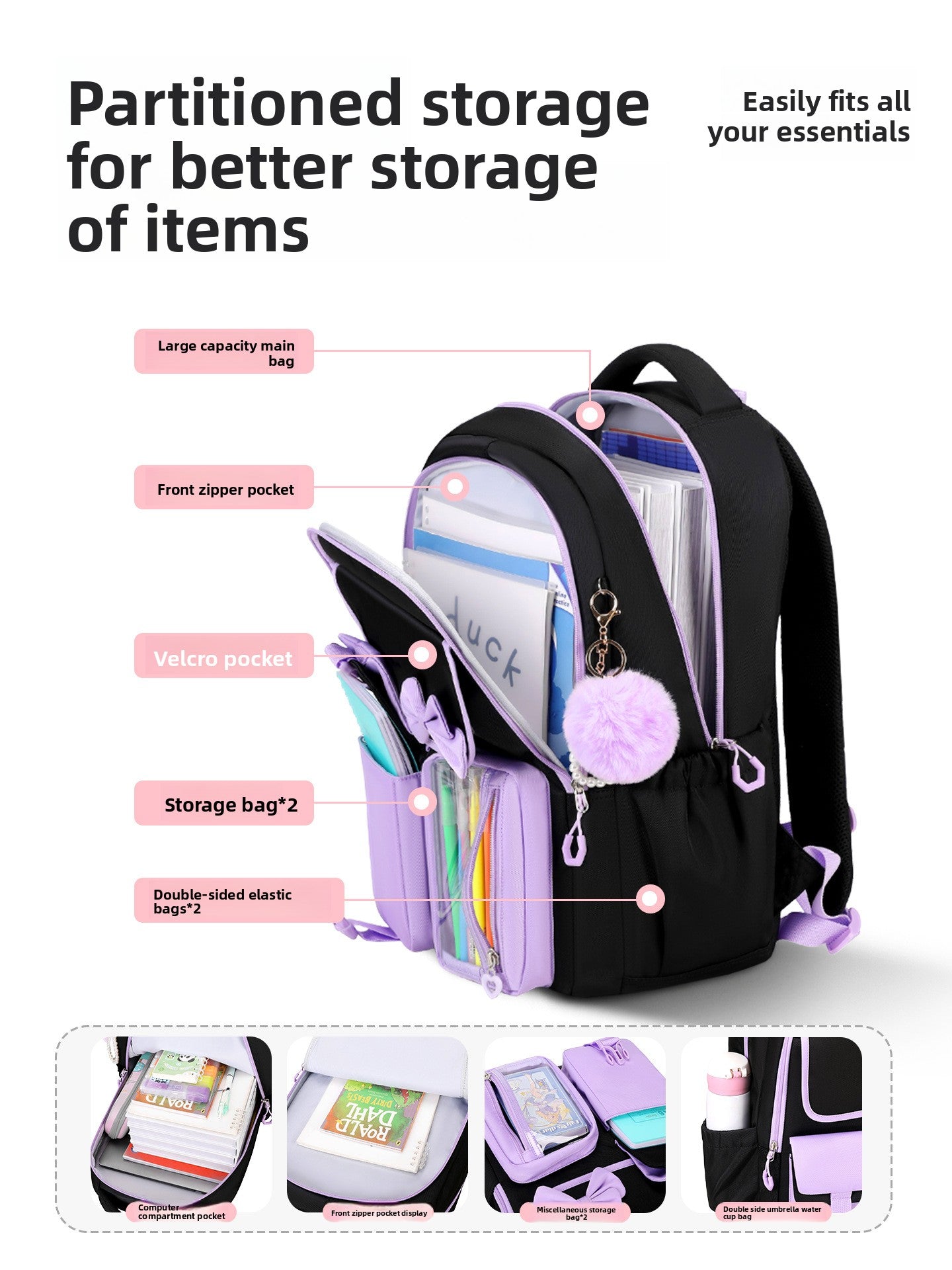 Large-capacity multi-compartment backpack