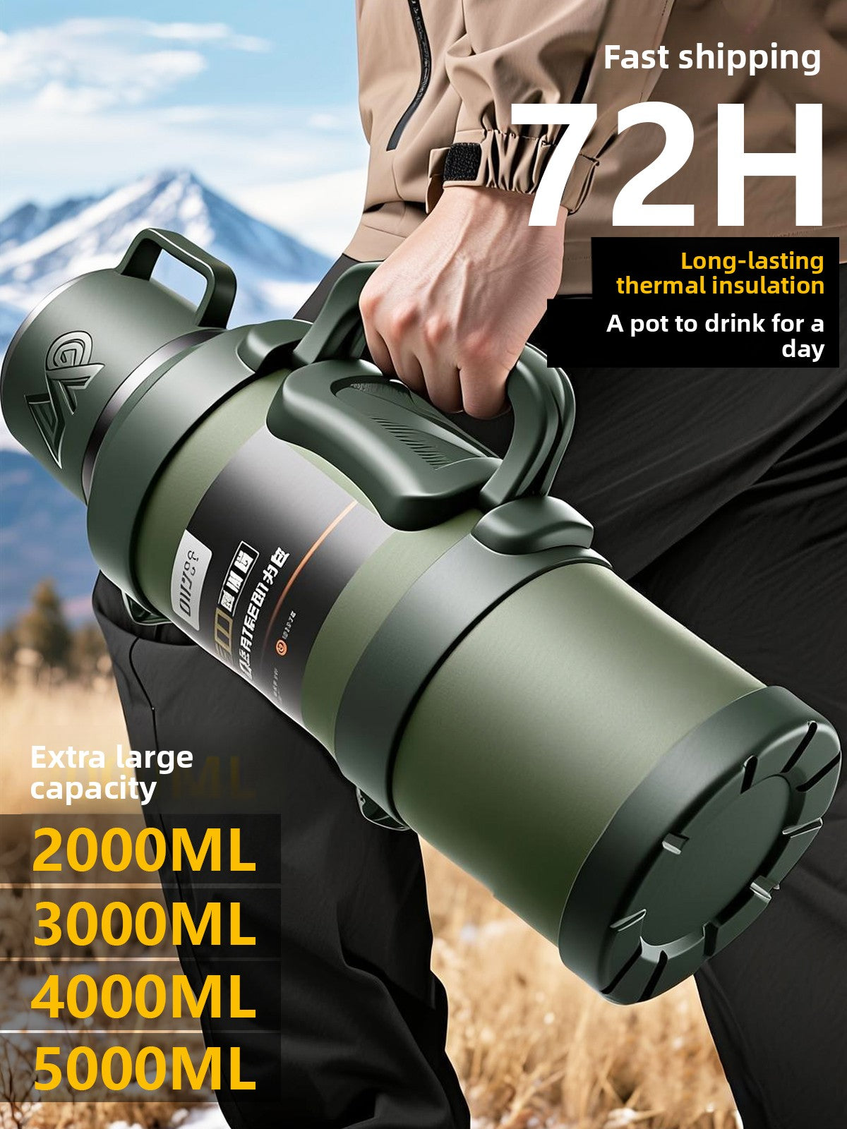 Large capacity outdoor thermos pot