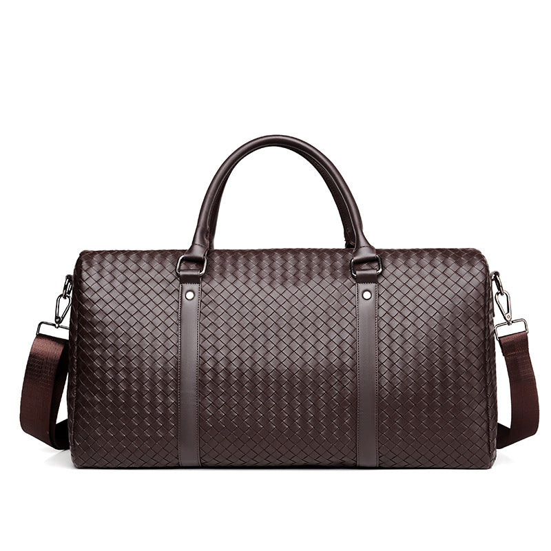 Large Capacity Plaid Woven Travel Shoulder Bag