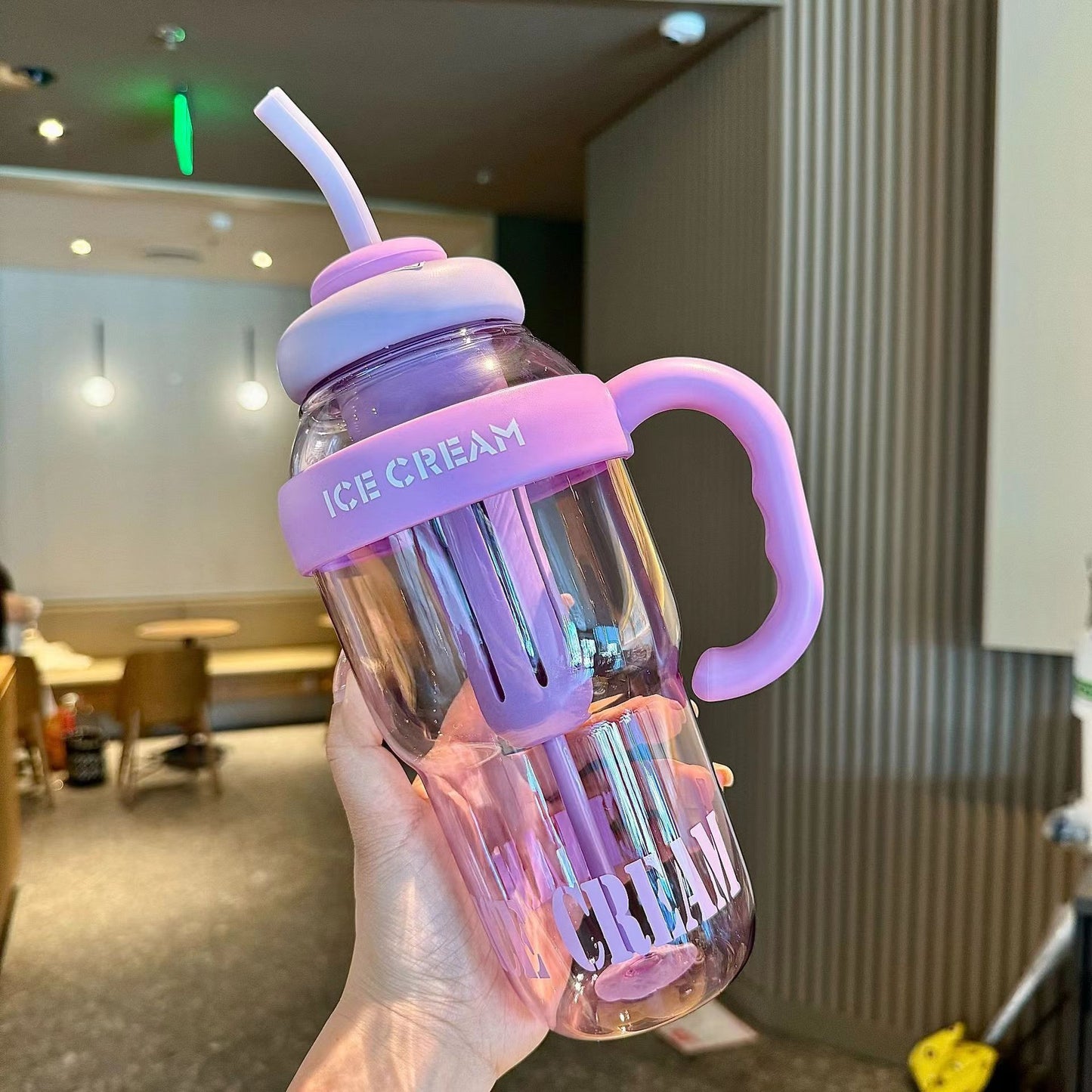 Large Capacity Plastic Straw Cup with Tea Infuser