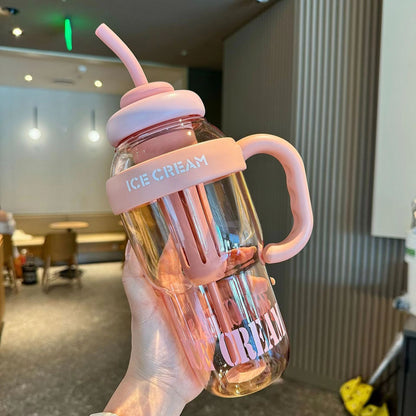 Large Capacity Plastic Straw Cup with Tea Infuser