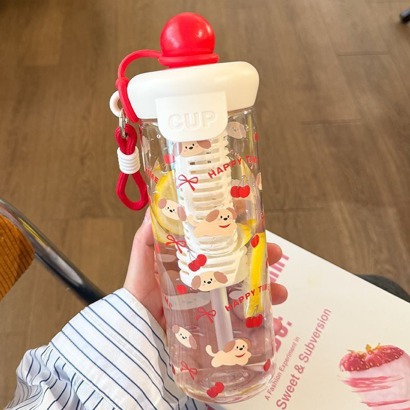 Large Capacity Plastic Straw Cup with Tea Infuser