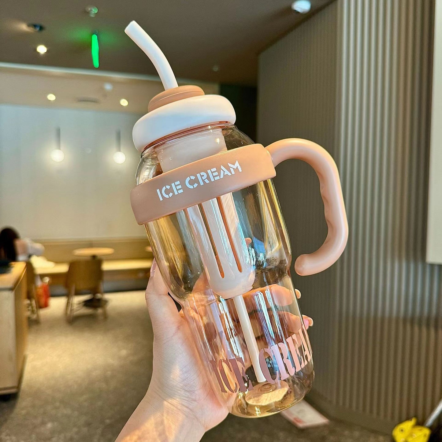 Large Capacity Plastic Straw Cup with Tea Infuser