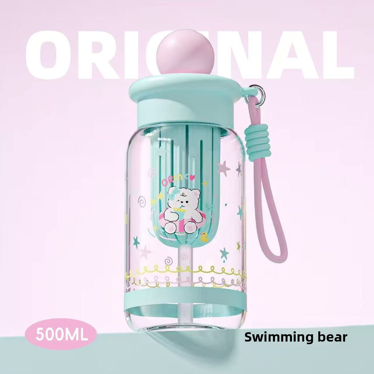 Large Capacity Plastic Straw Cup with Tea Infuser