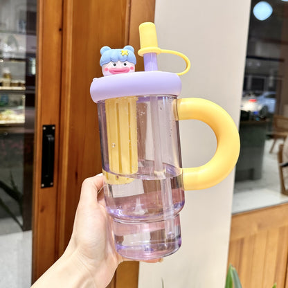 Large Capacity Plastic Straw Cup with Tea Infuser
