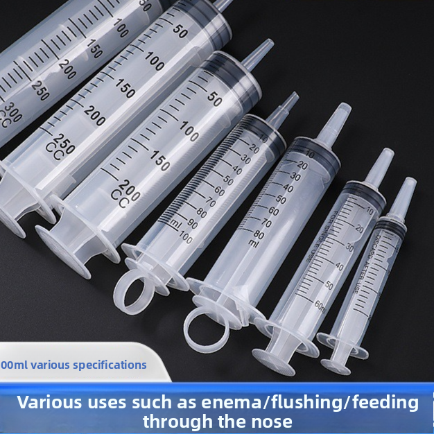 Large-capacity plastic syringes