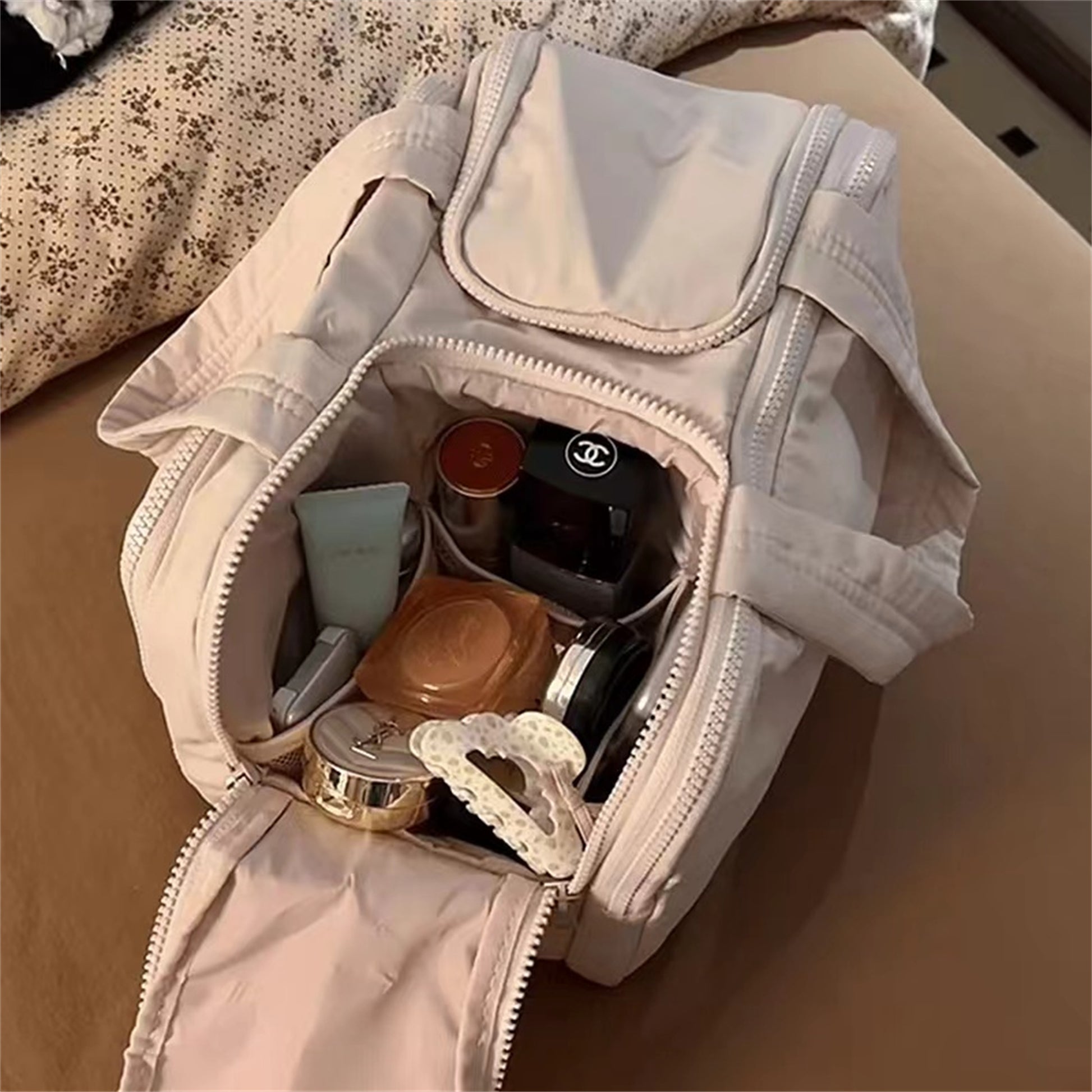 Large Capacity Portable Nylon Cosmetic Bag