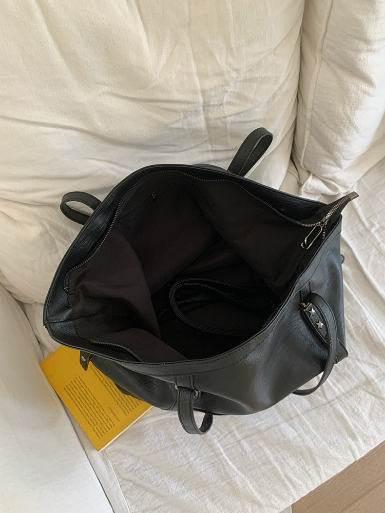 Large Capacity PU Leather Tote Bag with Adjustable Strap