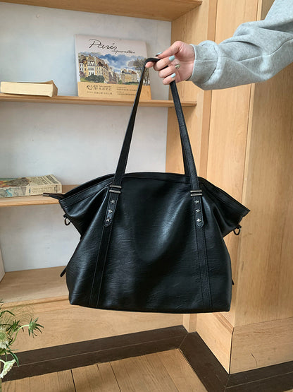 Large Capacity PU Leather Tote Bag with Adjustable Strap