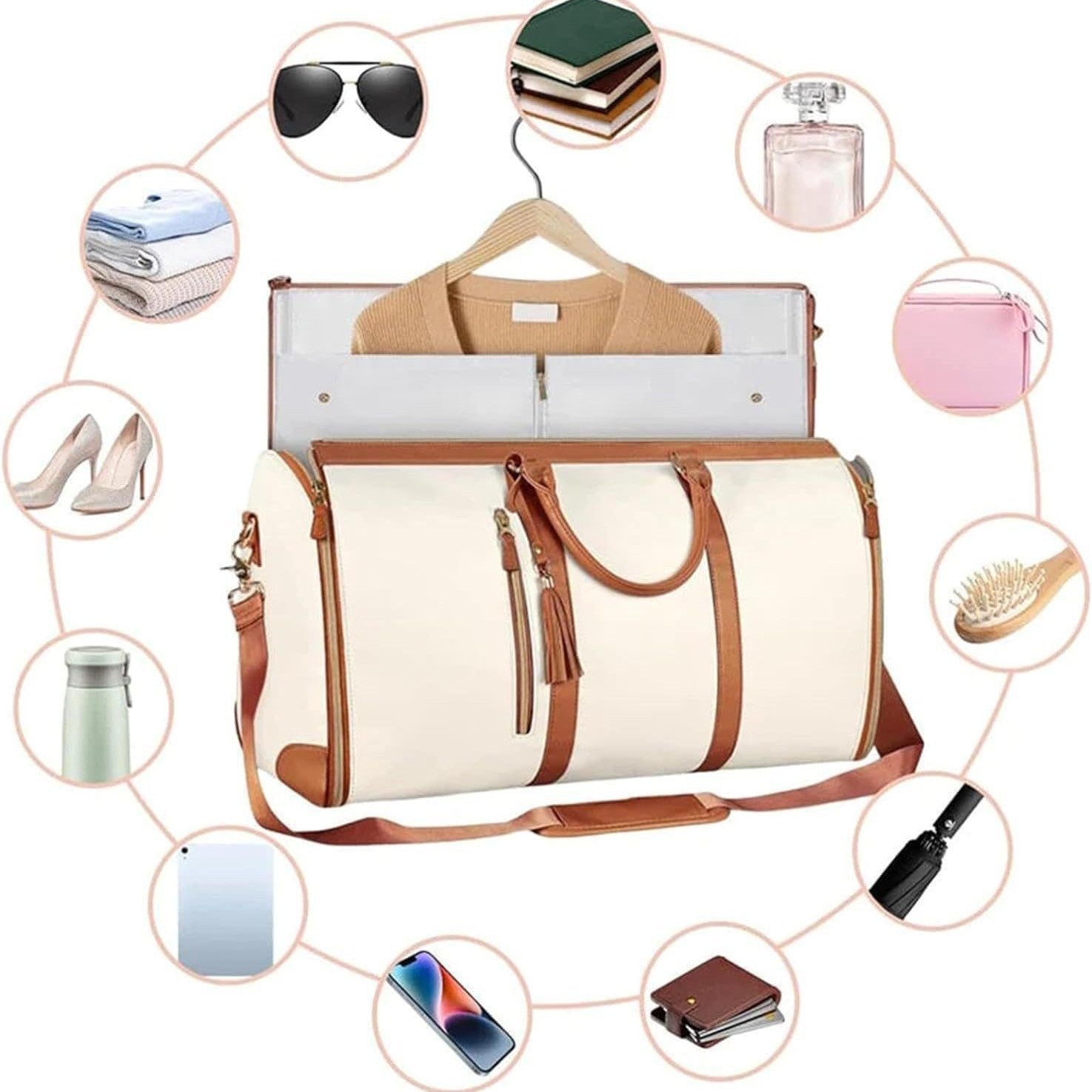 Large Capacity PU Leather Travel Handbag