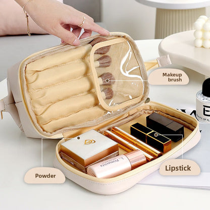 Large-capacity PU makeup bag