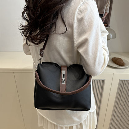 Large-capacity soft leather water bucket bag