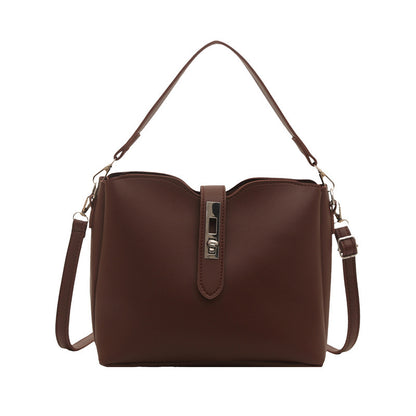 Large-capacity soft leather water bucket bag