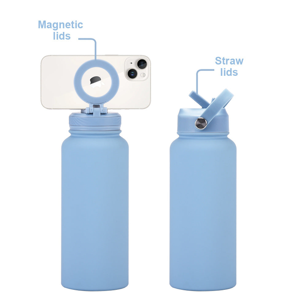 Large capacity straw thermos flask