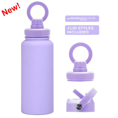 Large capacity straw thermos flask