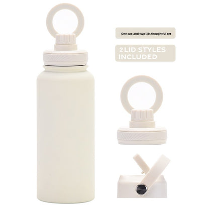 Large capacity straw thermos flask