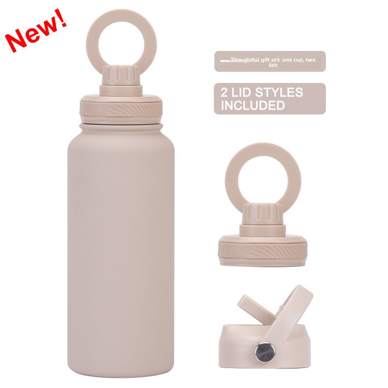 Large capacity straw thermos flask
