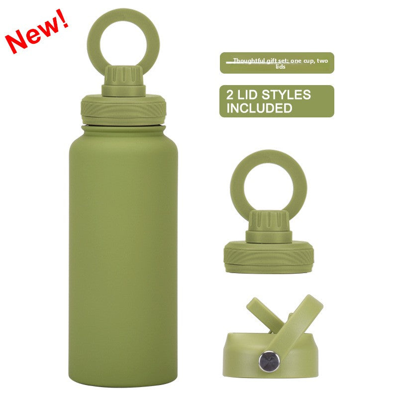 Large capacity straw thermos flask