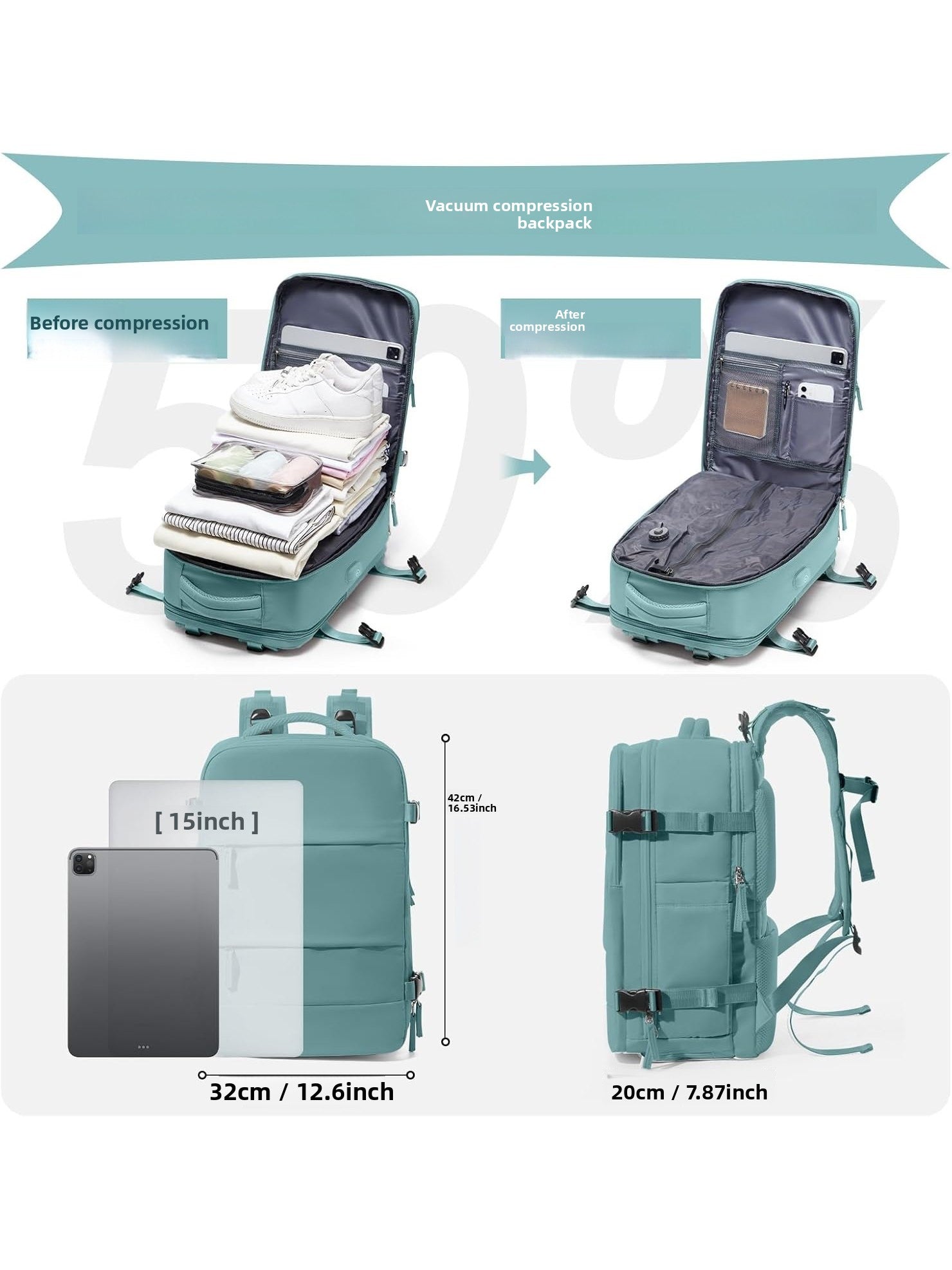 Large Capacity Vacuum Sealed Travel Backpack