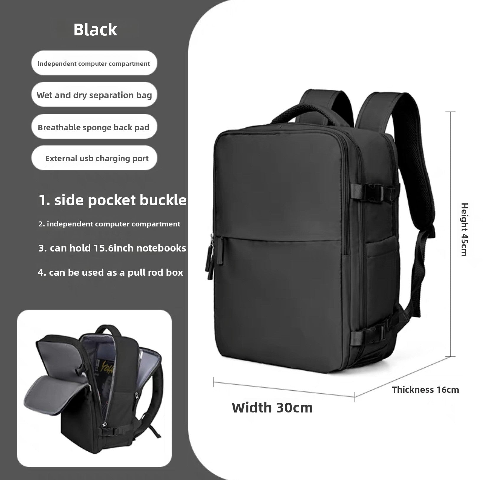 Large Capacity Waterproof Nylon Backpack for Travel and School