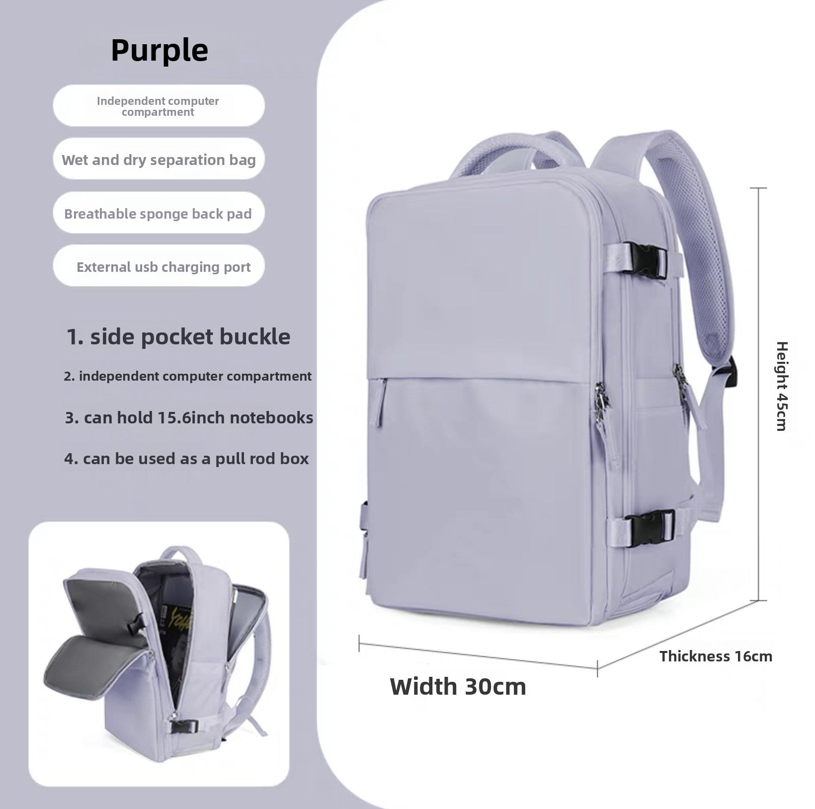 Large Capacity Waterproof Nylon Backpack for Travel and School