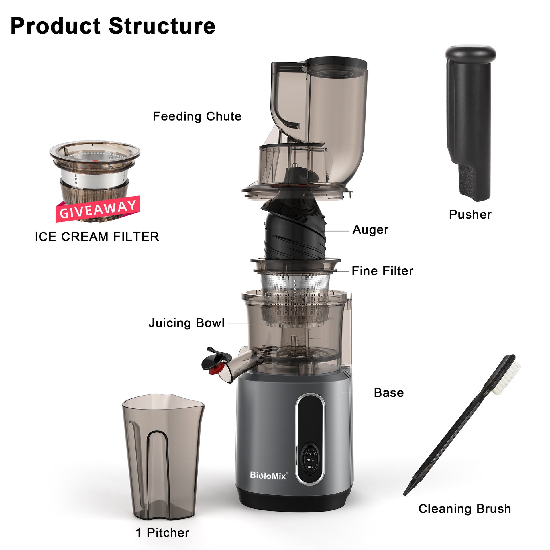 Large Diameter Slow Juicer