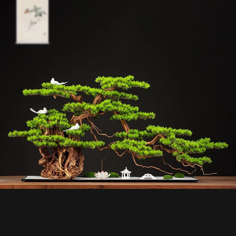 Large Floor Green Planting Fake Tree Simulation Pine Bonsai Decor