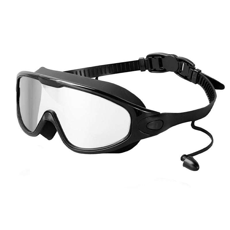 Large Frame Anti-Fog Swimming Goggles with Earplugs