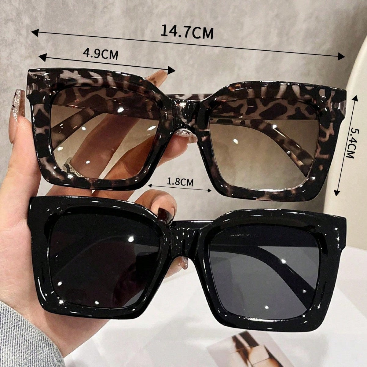 Large Frame Leopard Print Gradient Sunglasses