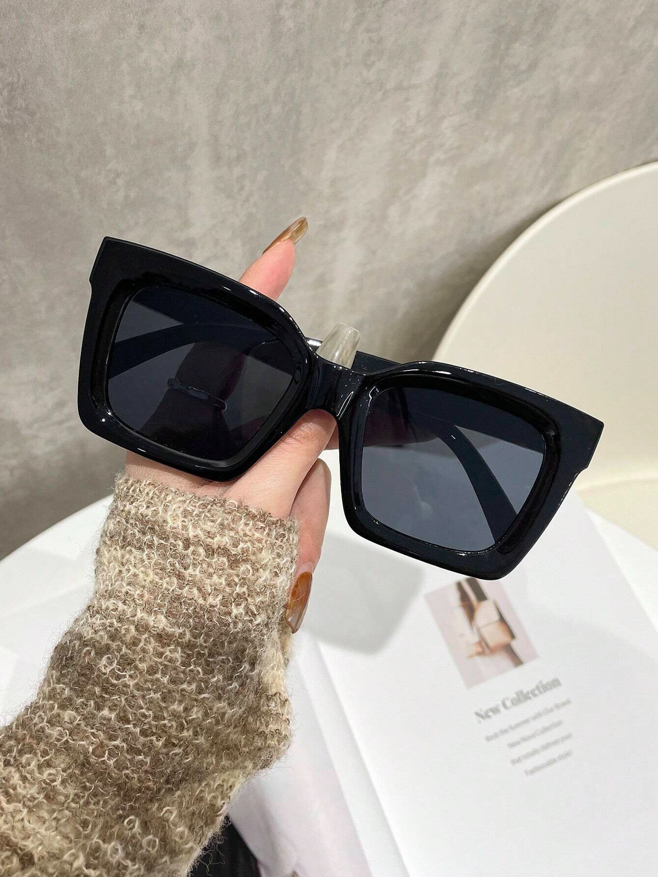 Large Frame Leopard Print Gradient Sunglasses