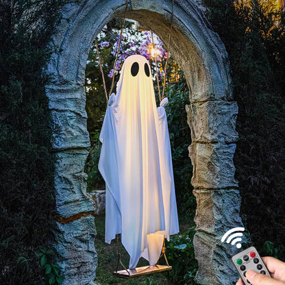 Large Hanging Swing Ghost Halloween Decoration with Lights