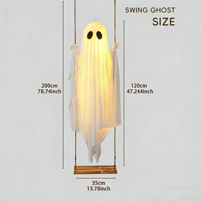 Large Hanging Swing Ghost Halloween Decoration with Lights
