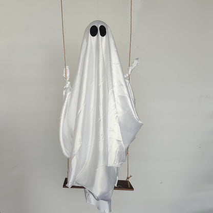 Large Hanging Swing Ghost Halloween Decoration with Lights
