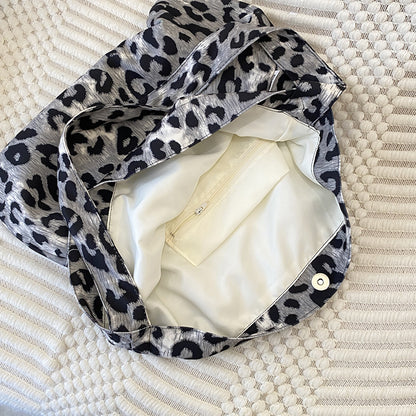 Large leopard print tote bag